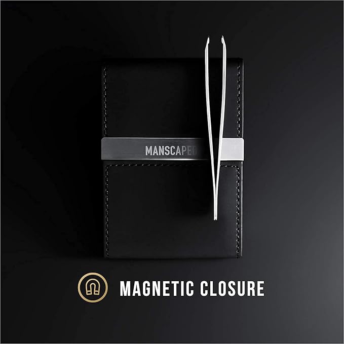 MANSCAPED® Shears 2.0 Tempered Stainless Steel Men's Nail Kit, Fingernail Clippers, Safety Scissors, Tweezers and Nail File, Travel Manicure Pedicure Set, 4-Piece Luxury Grooming Kit with Compact Case