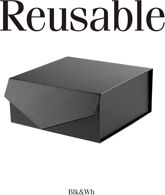 BLK&WH 6 Collapsible Groomsman Gift Boxes with Magnetic Lids, 7.5x7.5x3 Inches (Matte Black)