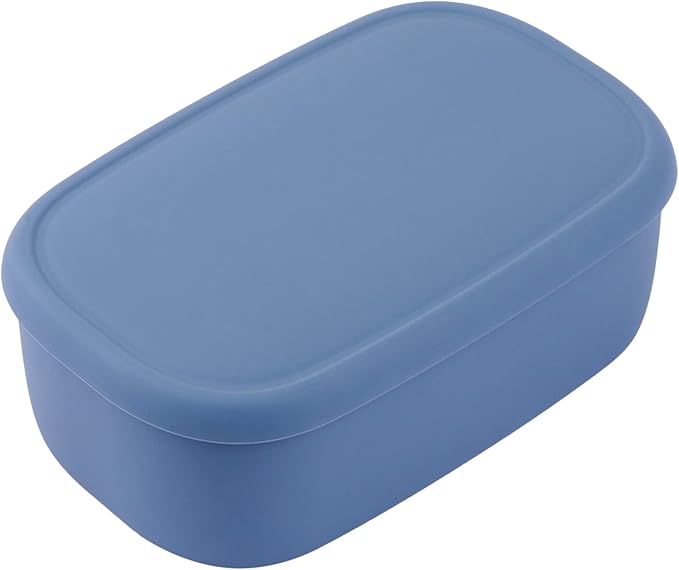 BLUE GINKGO Nesting Silicone Containers - Large Silicone Food Storage Container | BPA Free, Airtight, Dishwasher and Freezer Safe (47.5 oz) - Blue