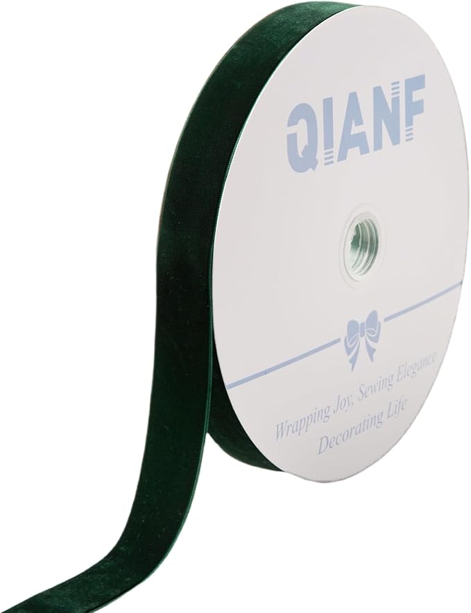Vintage Hunter Green Velvet Ribbon, 1 Inch X 25Yd