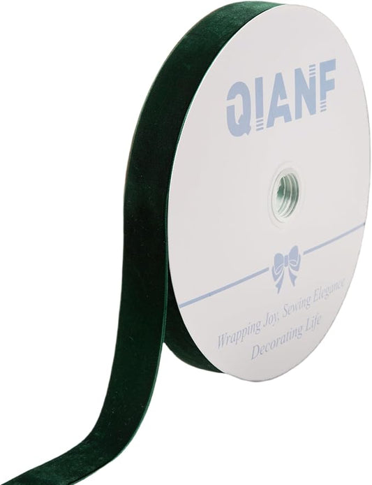 Vintage Hunter Green Velvet Ribbon, 1 Inch X 25Yd