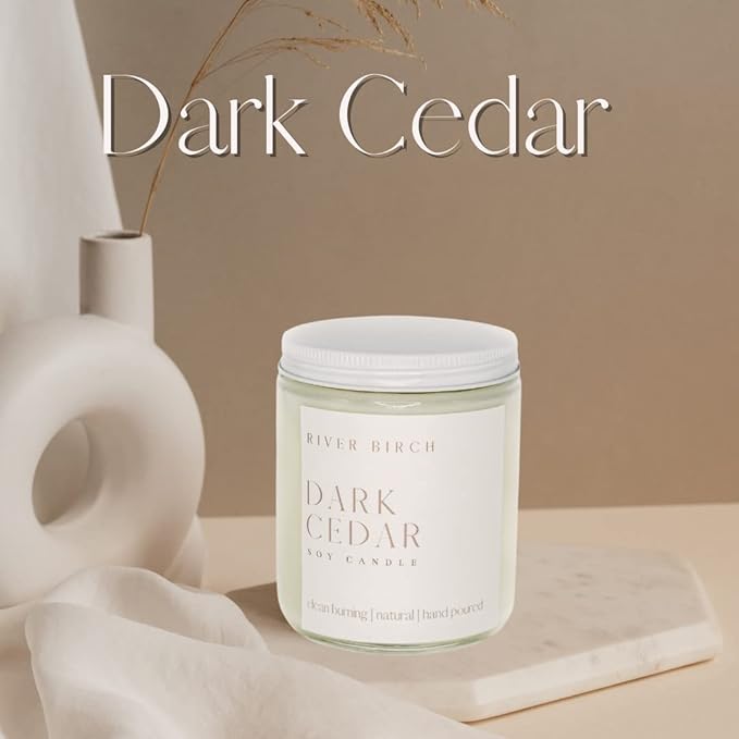 River Birch Candles Cedar Eucalyptus Scented Candle | Premium, All-Natural, Non-Toxic, Soy Candles | 8.5oz 40 Hr Burn Time | Cozy Relaxing Gifts for Home