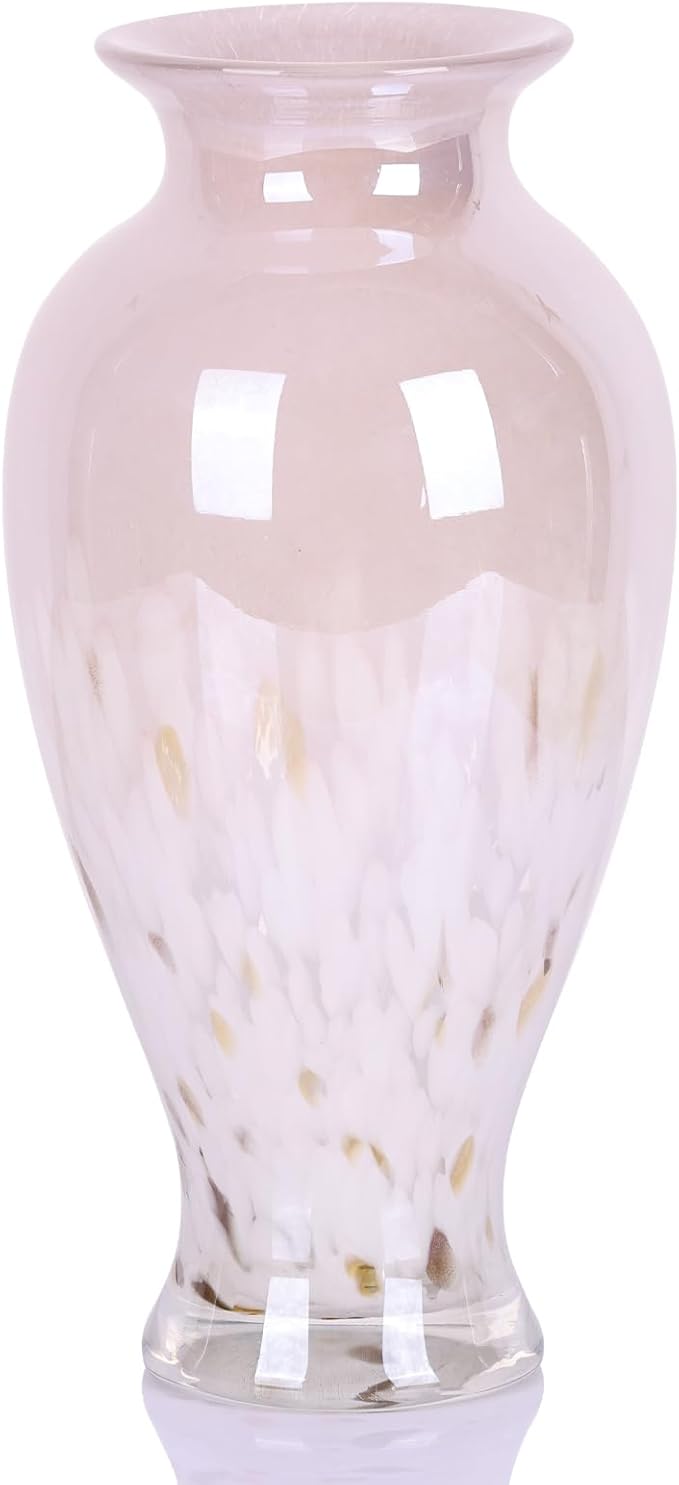 Blown Glass vase, Unique Glass vase, Glass Pink Decorative vase for Home Living Room Dining Table re Office Wedding Entrance Desktop Decorative vase.