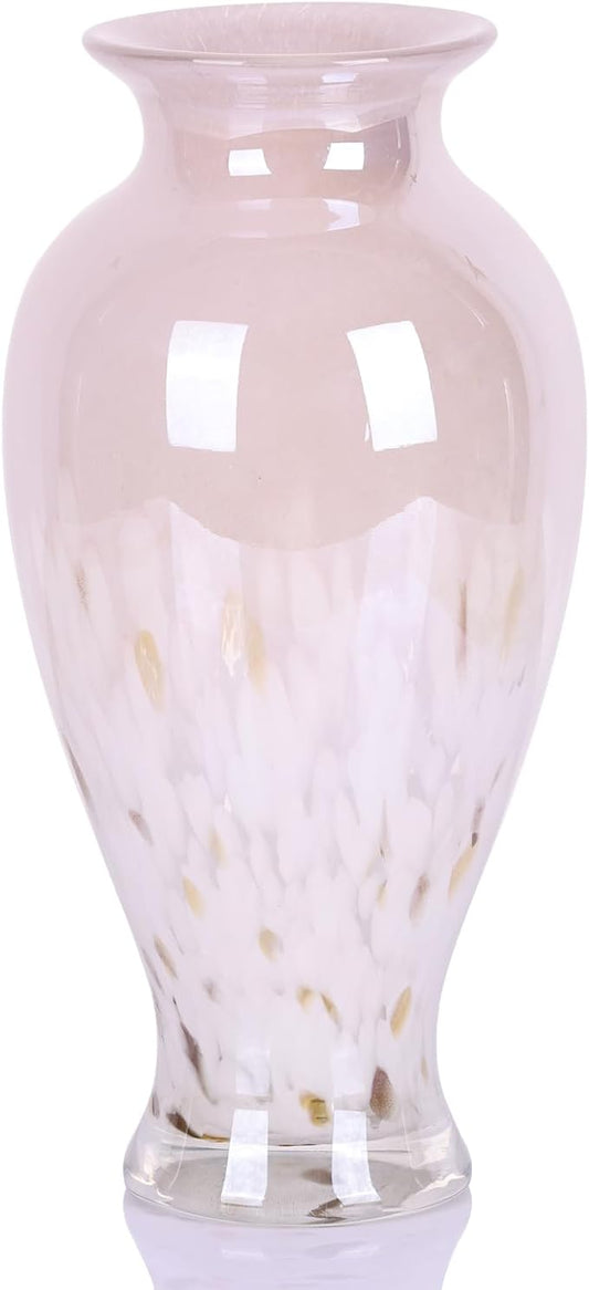 Blown Glass vase, Unique Glass vase, Glass Pink Decorative vase for Home Living Room Dining Table re Office Wedding Entrance Desktop Decorative vase.