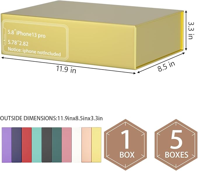 Gold Gift Boxes 11.9" x 8.5" x 3.3" with Magnetic Closure Lid Gift Box for Presents,Bridesmaid Gifts Boxe,Cute Boxes,Birthday Gift Box,Luxury for Gift Packaging, Magnetic Gift Boxe for Wrapping Gifts