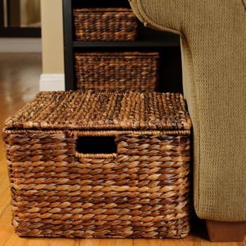 BIRDROCK HOME Abaca Nesting Baskets Set of 3 - Handwoven Storage Baskets w/Handles - Box Organizer for Household, Towels, Clothes, Nursery, Toys | Ideal Use in Living Room, Office, Kitchen & Bathroom