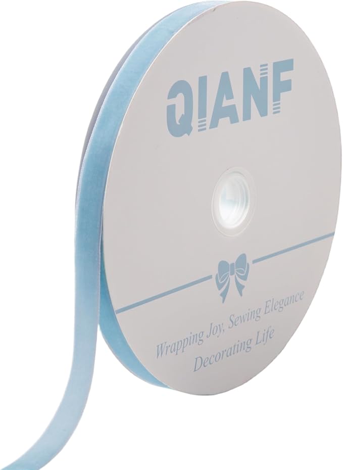 Vintage Sky Blue Velvet Ribbon Christmas Ribbon for Gift Wrapping Crafts Christmas Tree Ornaments Garland Decorations, 5/8 Inch X 25Yd
