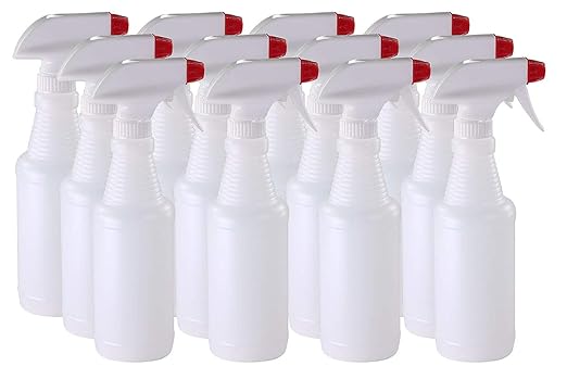 Pinnacle Mercantile Plastic Spray Bottles Leak Proof Technology Empty 16 oz Value Pack of 12 Made In USA