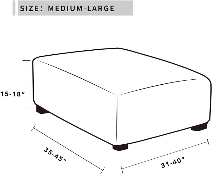 Easy-Going Stretch Square Ottoman Cover 40x40x15 inch Folding Storage Stool Furniture Protector Soft Rectangle slipcover with Elastic Bottom Coffee