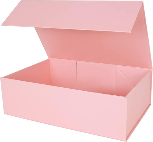 Aimyoo Pink Collapsible Gift Box with Magnetic Closure Lids 13.8x9x4.3 in, Large Bridesmaid Groomsman Proposal Boxes, Rectangle Present Box for Graduation Birthday Storage 1 Pack