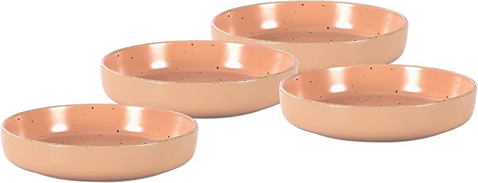 HomeVSS 20-Piece Dinnerware Set - Serves 4, Matte Rose Glaze plates and bowls sets with Speckle Effect for Microwave & Dishwasher Safe