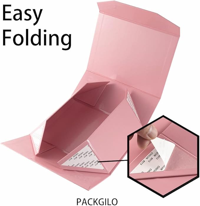 1Pcs Pink 9.5x7x4 Inch Gift Box, Small Magnetic Box with Lid Pink Small Gift Box for Bridesmaid proposal Foldable Magnetic Closure Storage Boxes