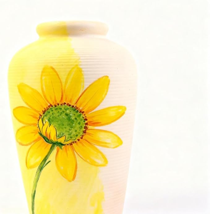 Plain Beige Ceramic Vase for DIY Painting - Customizable Handmade Pottery, Blank Canvas for Flower Arrangements, Home Decor, Wedding & Office Decoration (6.18L x 6.18W x 11H)