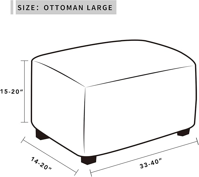 Easy-Going Stretch Ottoman Cover Folding Storage Stool Furniture Protector Soft Rectangle slipcover with Elastic Bottom(Ottoman Large,Tan)