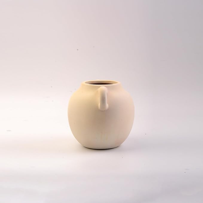 Plain Beige Ceramic Vase for DIY Painting - Customizable Handmade Pottery, Blank Canvas for Flower Arrangements, Home Decor, Wedding & Office Decoration (6.89L x 6.22W x 5.83H)