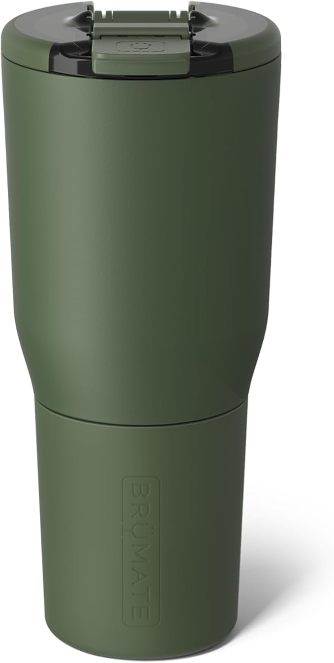 BrüMate Nav 35oz 100% Leak Proof Insulated Travel Tumbler with Magnetic BevLock™ Lid - Double Wall Cup-Holder Friendly Stainless Steel Mug (OD Green)