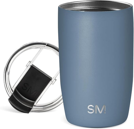 Simple Modern Travel Coffee Mug Tumbler with Flip Lid | Reusable Insulated Stainless Steel Cold Brew Iced Coffee Cup Thermos | Gifts for Women Men Him Her | Voyager Collection | 12oz | Blue Dune