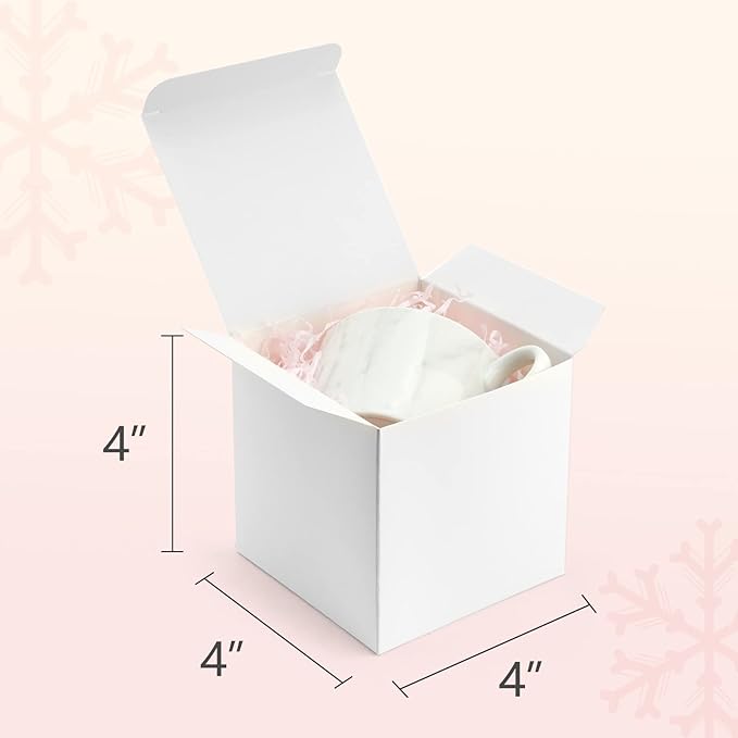 ValBox 4x4x4 White Gift Boxes 25PCS Kraft Paper Boxes with Lids for Gifts, Crafting, Cube, Cupcake Boxes, Easy Assemble Boxes for Party Favor