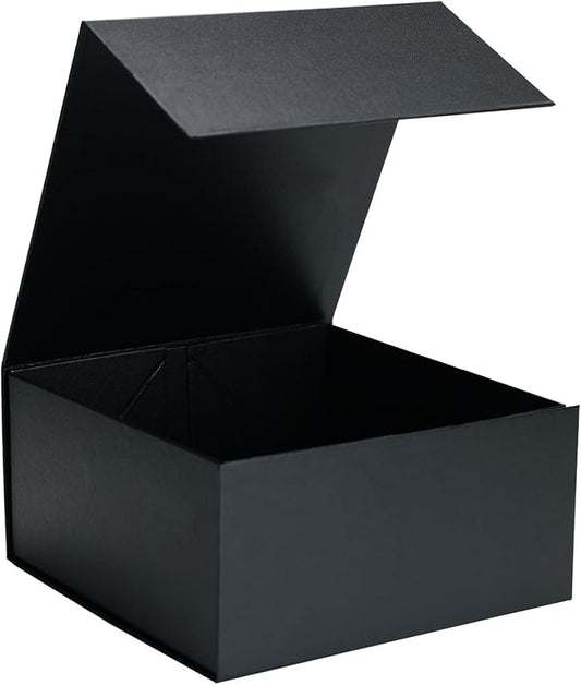 8x8x4 Inches Gift Box with Magnetic Closure Lid, Black Magnetic Box for Wedding, Groomsmen Bridesmaid Proposal, Birthdays, Mother's Day, 1 Pack