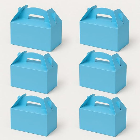 xiepipipaper 12Pack Large Party Favor Boxes,Blue Treat Boxes, (9.45 * 5 * 5"),Large Goodie Boxes, Gable Gift Boxes with Handles,Candy Boxes for Kids Birthday Baby Shower Wedding Halloween Christmas.