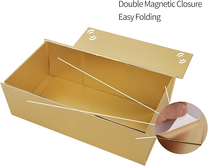 Gold Gift Boxe 12" x 6" x 4" with Magnetic Closure Lid Gift Boxes for Presents,Bridesmaid Gifts Box,Cute Box,Birthday Gift box,Luxury for Gift Packaging, Magnetic Gift Box for Wrapping Gifts (Gold/5PCS)