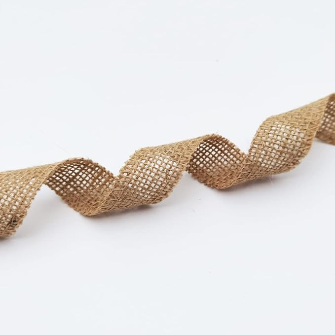 INSPIRELLE 1" Natural Burlap Fabric Roll 10 Yards Jute Ribbon for Gift Wrapping Craft Projects Wedding Decoration Home Decoration 2.5CM
