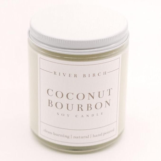 River Birch Candles Coconut Bourbon Scented Candle | Premium, All-Natural, Non-Toxic, Soy Candles | 8.5oz 40 Hr Burn Time | Cozy Relaxing Gifts for Home