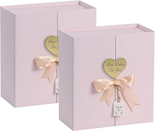 7x7x3 Inch Pink Gift Boxes with Lids, Small Pink Gift Box with Ribbon Card Fancy Gift Wrap Boxes for Anniversary, Bridal Showers, Weddings, Girlfriend, Bridesmaids Gifts, Mother's day
