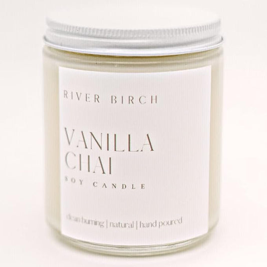 River Birch Candles Vanilla Chai Scented Candle | Premium, All-Natural, Non-Toxic, Soy Candles | 8.5oz 40 Hr Burn Time | Cozy Relaxing Gifts for Home