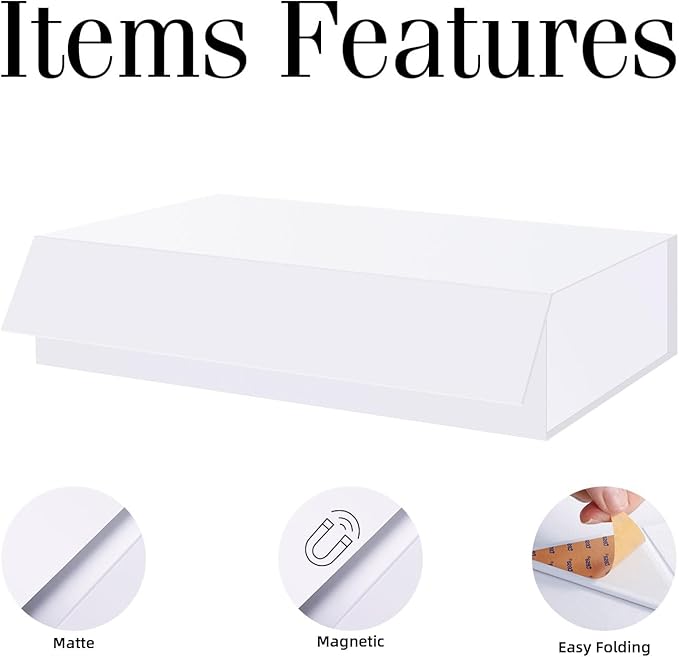BLK&WH Extra Large Gift Boxes 17x11x4 Inches, White Gift Boxes with Magnetic Closure Lid, Sturdy Shirt Boxes, Rectangle Collapsible Boxes for Clothes (Matte White)
