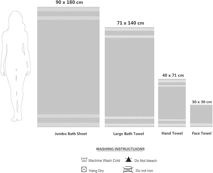 CASA COPENHAGEN Solitaire 6 Pieces Towel Set- Grey Violet, 600 GSM 2 Bath Towel 2 Hand Towel 2 Washcloth, Designed in Denmark Made of Soft Egyptian Cotton for Bathroom, Kitchen & Shower