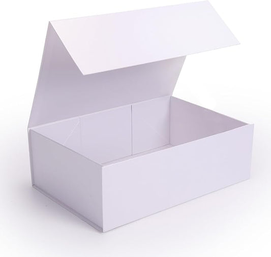 12x8x4 Inches Gift Box with Magnetic Closure Lid, White Magnetic Box for Wedding, Groomsmen Bridesmaid Proposal, Birthdays, Mother's Day, 1 Pack