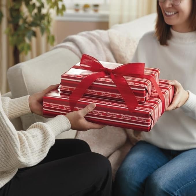 2 Red Gift Boxes - The Swiss Colony 27 Favorites Food Gift Set, Summer Sausage Meats and Cheeses, Assorted Chocolates, Candies, Petits Fours, Cheese & Charcuterie Board Gifts Basket, Holiday Christmas