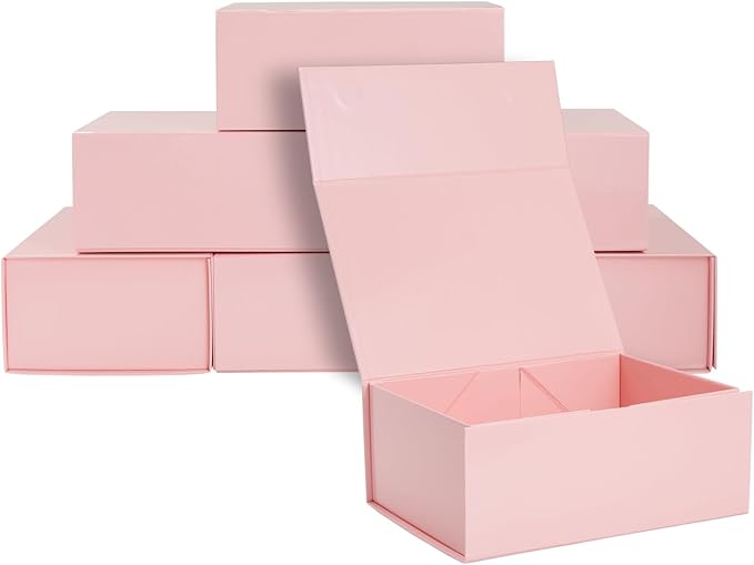 Stockroom Plus Jewelry Gift Box Set - 6-Pack, 9.5 x 7 x 4 In, Pink Magnetic Lids - Bulk Boxes for Bridesmaid Proposals, Wedding & Birthday Surprises