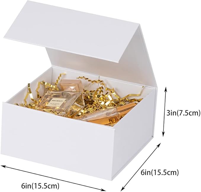 White Gift Boxes 16 Pack, Small Gift Boxes in Bulk, Collapsible Gift Box with Lid Magnetic Closure, Packaging for Small Business, Parties (White 6x6x3 inch Pack of 16)