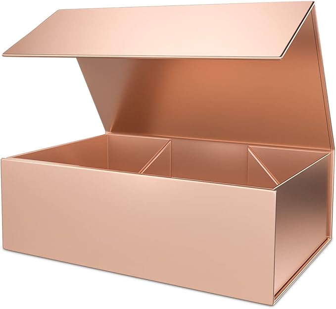 Gift Box 12" x 6" x 4" with Magnetic Closure Lid Gifts Boxe for Presents,Bridesmaid Gifts Boxes,Cute Box,Birthday Gift Boxe,Luxury for Gifts Packaging, Magnetic Gift Boxes for Wrapping Gifts (Rose Gold)