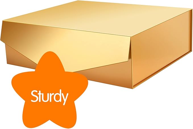 5 Extra Large Gift Boxes with Lids, 16.3x14.2x5 Inches, Gold, Bridesmaid, Christmas Magnetic Gift Boxes for Clothes and Large Gifts