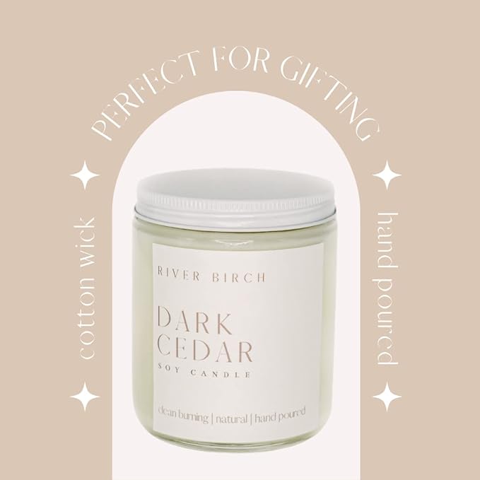 River Birch Candles Cedar Eucalyptus Scented Candle | Premium, All-Natural, Non-Toxic, Soy Candles | 8.5oz 40 Hr Burn Time | Cozy Relaxing Gifts for Home