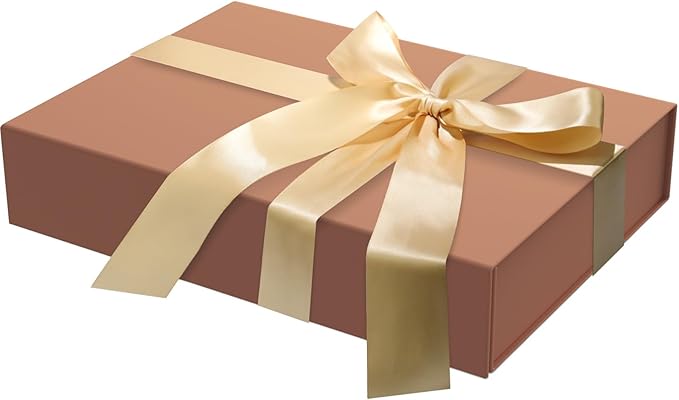 MOZRRO Gift Box 11.5 x 8.2 x 2.3 In Gift Boxes for Presents Magnetic Closure, Gift Boxes with Lids for Presents Birthday Luxury Jewelry T-shirts Gloves Scarves Books Clothes Gift Wrap - Rose Gold