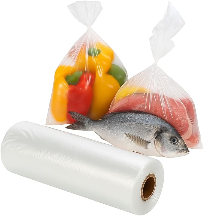 1 Roll (450) – Clear Plastic Produce Bags on a Roll 12" × 20", Premium Food Storage Bags for Kitchen & Commercial Use, Freezer Safe, Strong & Easy Tear, Ideal for Fruits, Vegetables & Meat