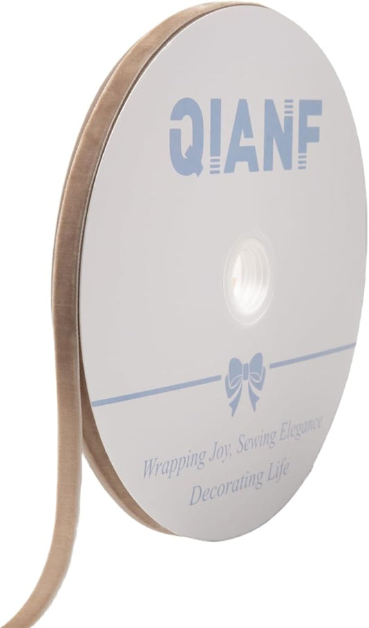 Vintage Camel Velvet Ribbon Christmas Ribbon for Gift Wrapping Crafts Christmas Tree Ornaments Garland Decorations, 3/8 Inch X 25Yd