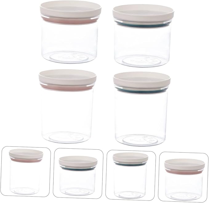 4pcs Plastic Sealed Canisters with Airtight Lids for Kitchen Food Storage Transparent Containers for Coarse Cereals Grains and Snacks Pantry Organizers