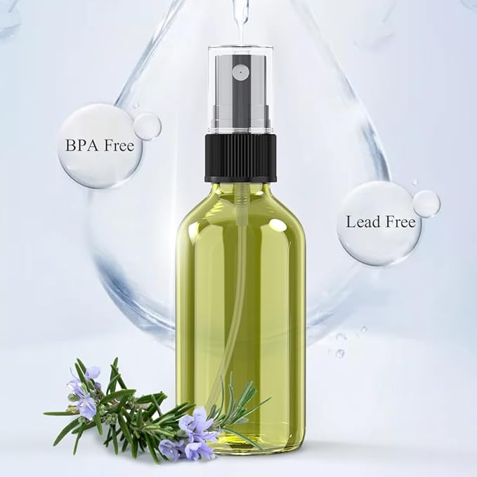 Wedama Spray Bottle, 4 oz Fine Mist Glass Spray Bottles, Little Refillable Liquid Containers for Watering Flowers Cleaning (16 Pack Olive Green)