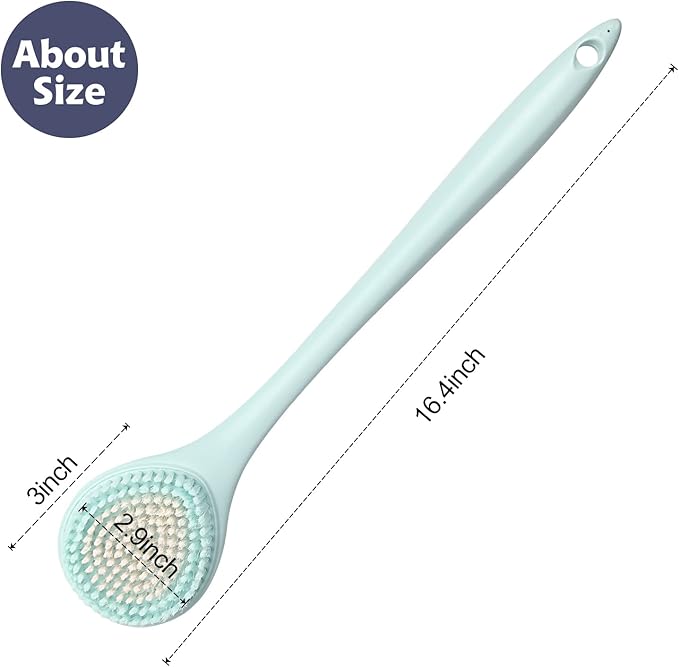 BEDELITE Back Bath Brush Long Handle for Shower of 2 - Soft Shower Brush for Men & Women,Back Brush Scrubber - 16.4" Long Skin Exfoliator for Bath Scrubber Body Brush（2 Pack, Blue & Ivory）