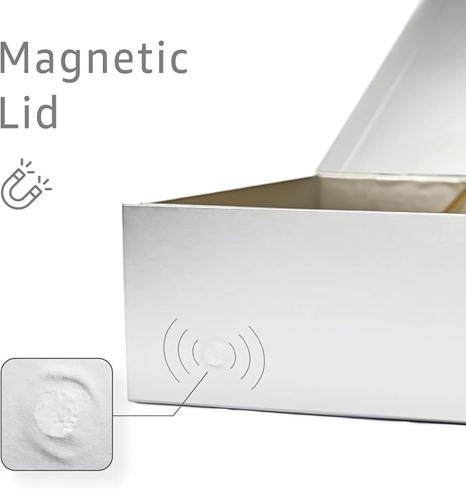 LIFELUM Gift Boxes with Lids, 1 Pack 13.8 x 8.3 x 4.4 inch Silver Gift Boxes with Ribbon, Card, Shredded Paper Filler for Presents, Graduation, Christmas, Birthdays