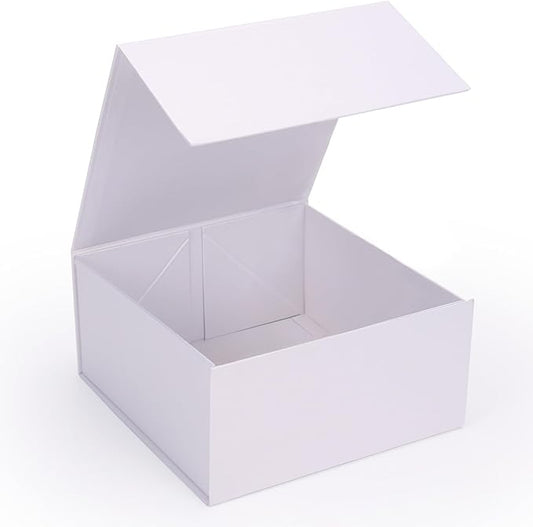 8x8x4 Inches Gift Box with Magnetic Closure Lid, White Magnetic Box for Wedding, Groomsmen Bridesmaid Proposal, Birthdays, Mother's Day, 1 Pack