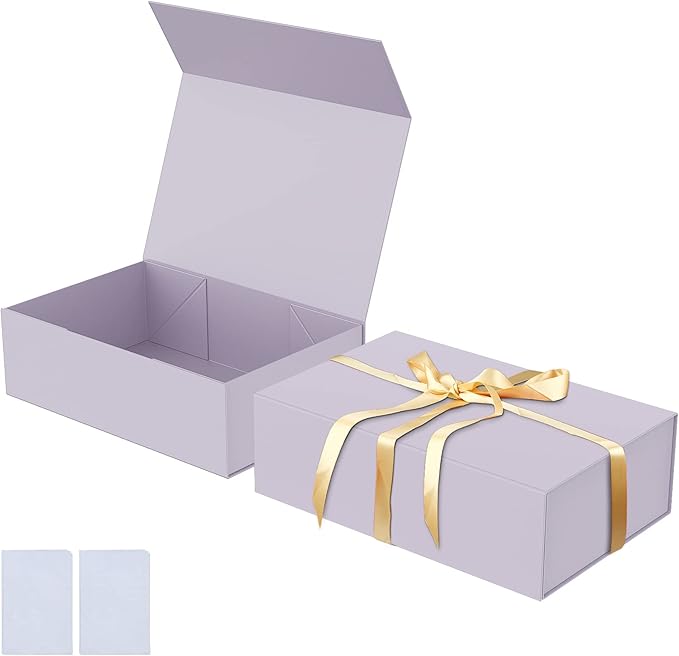 Luxury Large Gift Box 13.8"x9"x4.3" Storage Box Ribbon Magnetic Closure for Luxury Packaging Box for Mother's Day, Birthdays, Bridal Gifts,Weddings