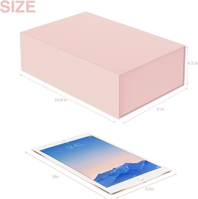 Luxury Large Gift Box 13.8"x9"x4.3" Storage Box Ribbon Magnetic Closure for Luxury Packaging Box for Mother's Day, Birthdays, Bridal Gifts,Weddings