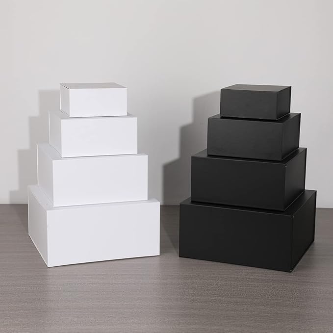 Black Gift Boxes 16 Pack,Large Gift Boxes in Bulk, Collapsible Gift Box with Lid Magnetic Closure, Packaging for Small Business, Parties, Boutiques, Bridesmaid Wedding (Black 12x12x6 inch Pack of 16)