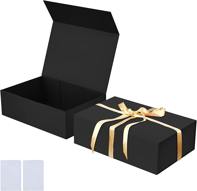 Luxury Large Gift Box 13.8"x9"x4.3" Storage Box Ribbon Magnetic Closure for Luxury Packaging Box for Mother's Day, Birthdays, Bridal Gifts,Weddings